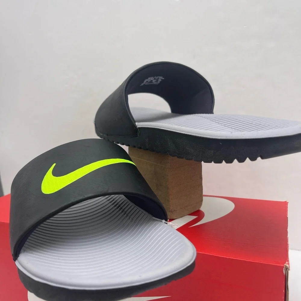 Nike Men’s Black Slides with Neon Green Logo
